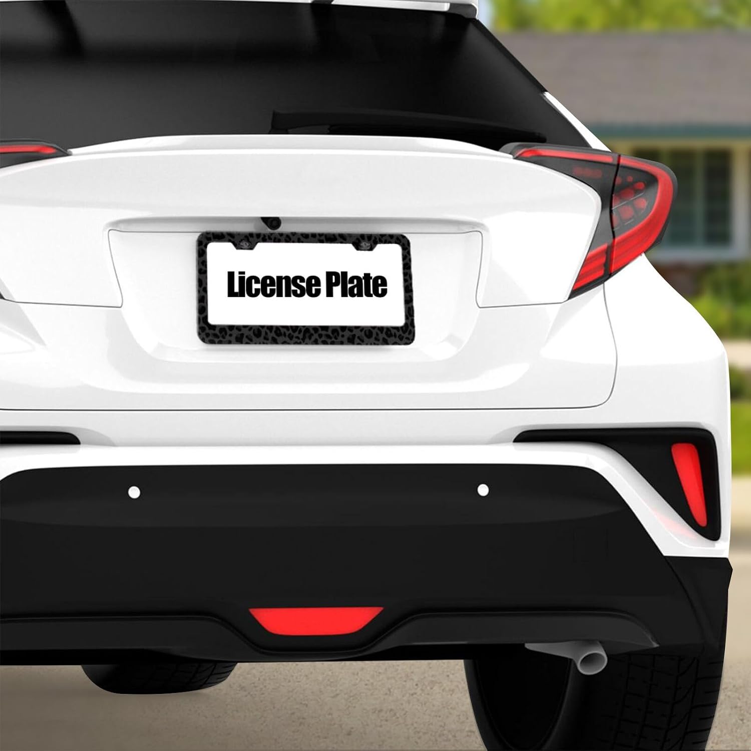 Black Leopard Print License Plate Frame, Cheetah License Plate Cover, Aluminum License Plate Holders, Women & Men Car Tag Frame with Screws, 6 X 12 in