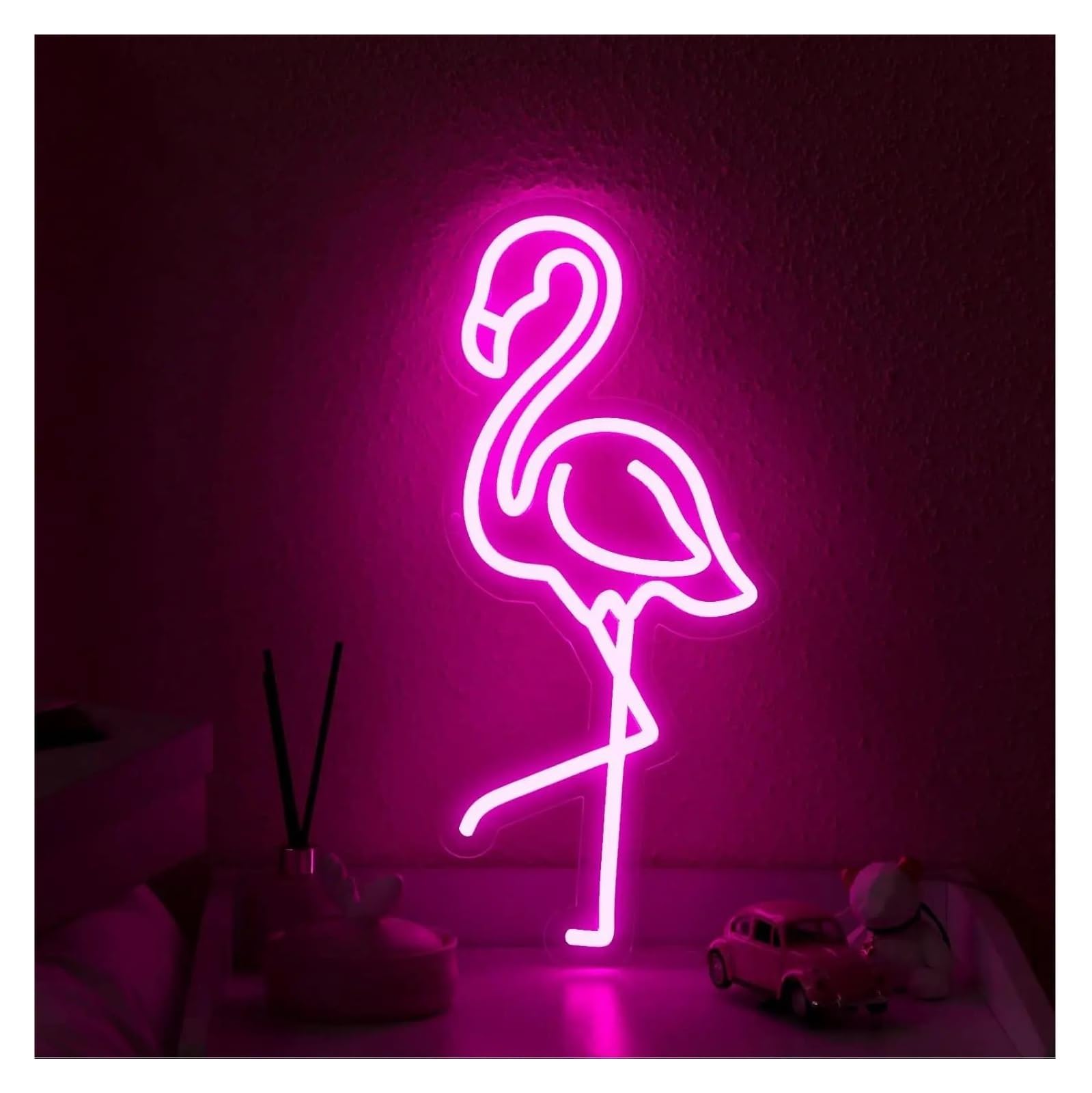 LEMST Sign Lamp Flamingo Neon Light USB Powered Dimmable Sign for Bar Club Bedroom Hotel Man Cave Wall Decor 18.5cmх40cm