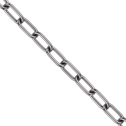 Miniatura 5 de Cadena de eslabones de acero inoxidable, cadena de metal de 3.28 pies de largo con 2 ganchos de bloqueo, cadena de acero inoxidable 316, cadena