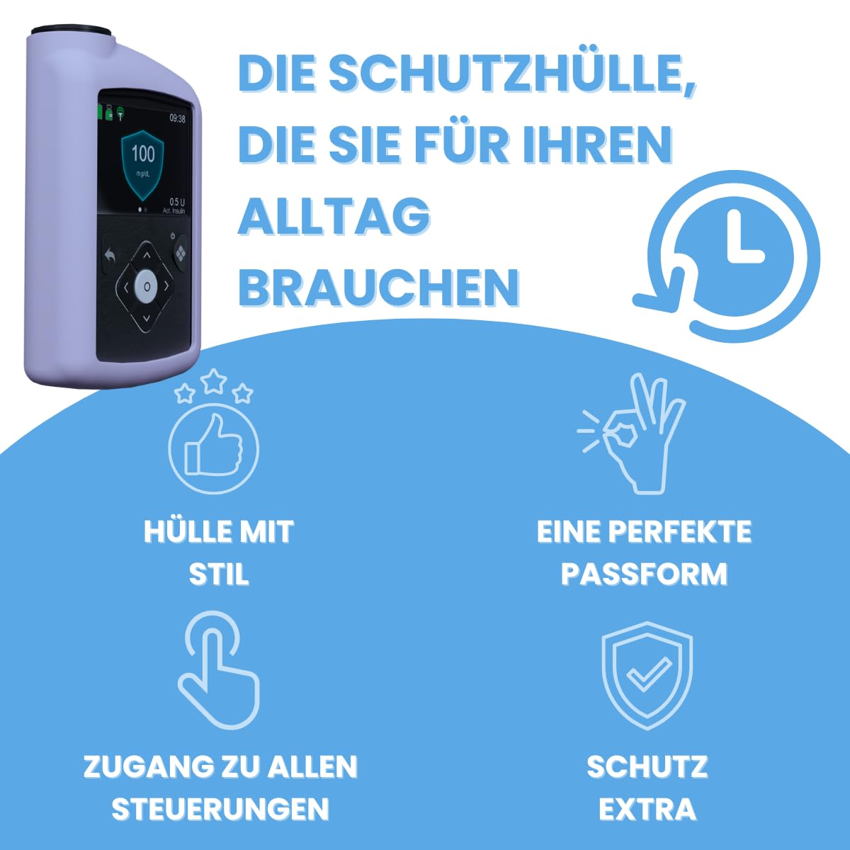 Schutzhülle aus Silikon für Medtronic Insulinpumpe, kompatibel mit Allen Medtronic-Modellen, langlebig (Schwarz)
