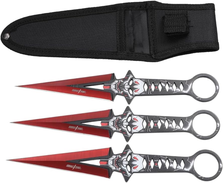 Perfect Point Throwing Knife Set with Target Board, 3 Piece, Stainless Steel Blade, Nylon Sheath Included, Throwing Sport