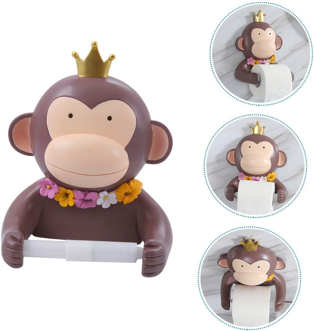 Cartoon Tissue Rack Brown Wall-Mounted Toilet Paper Holder Compact Design for Bathroom Storage Decorative Hanging Roll Paper Holder Fits All Modern Creative Style for Household