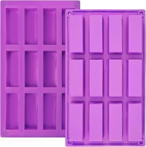 Paquete de 2 moldes de silicona para barra de granola, molde de barra energética rectangular de 12 cavidades, moldes de barra de cereales para