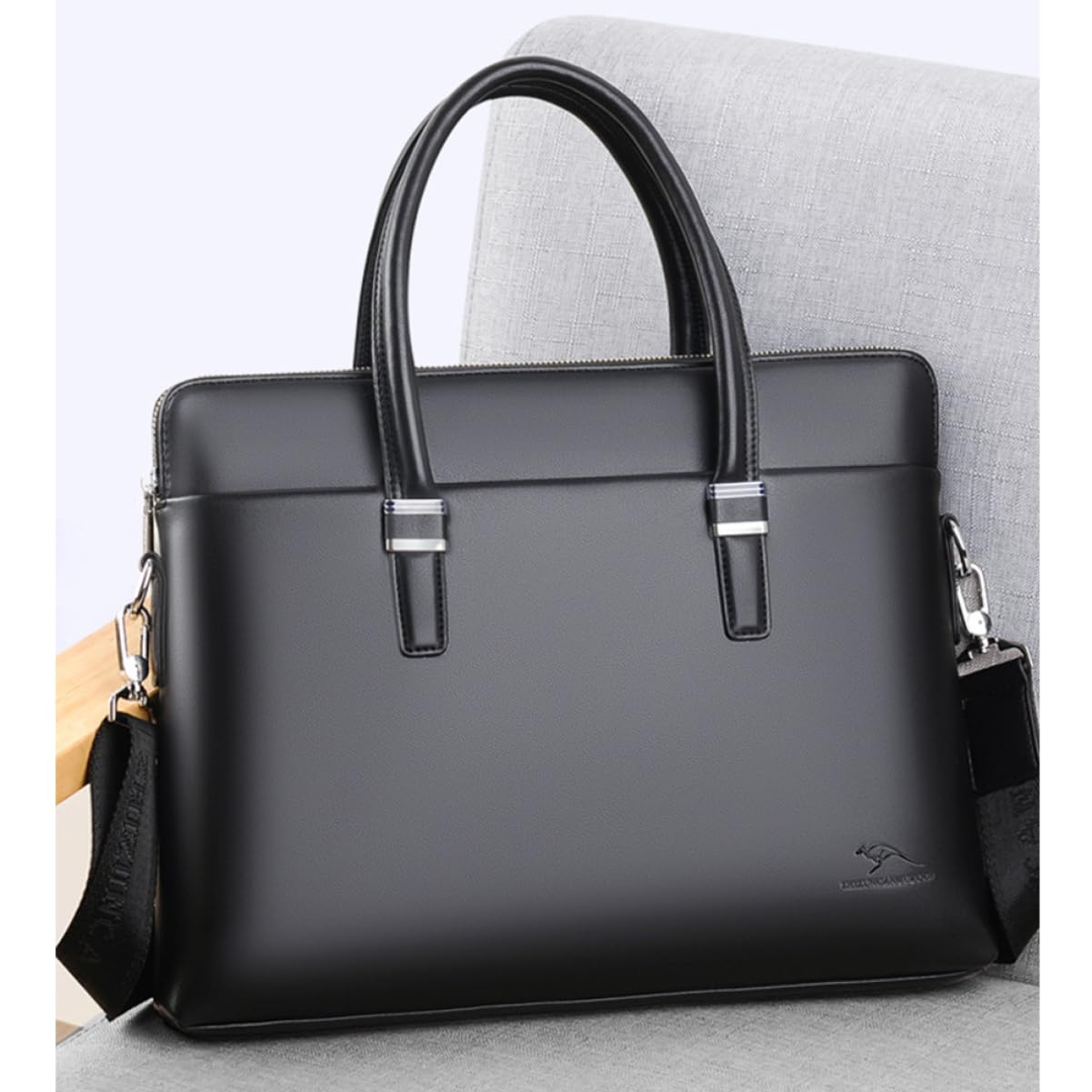 Porte-documents en cuir noir parfait pour le bureau et les déplacements - 8