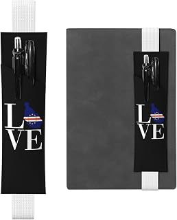 1Pcs Leather Pen Holder Bookmark, Vintage Cape Verde Verdean Map Flag Adjustable Pen Sleeve Pouch, Book Marks for Men Women White