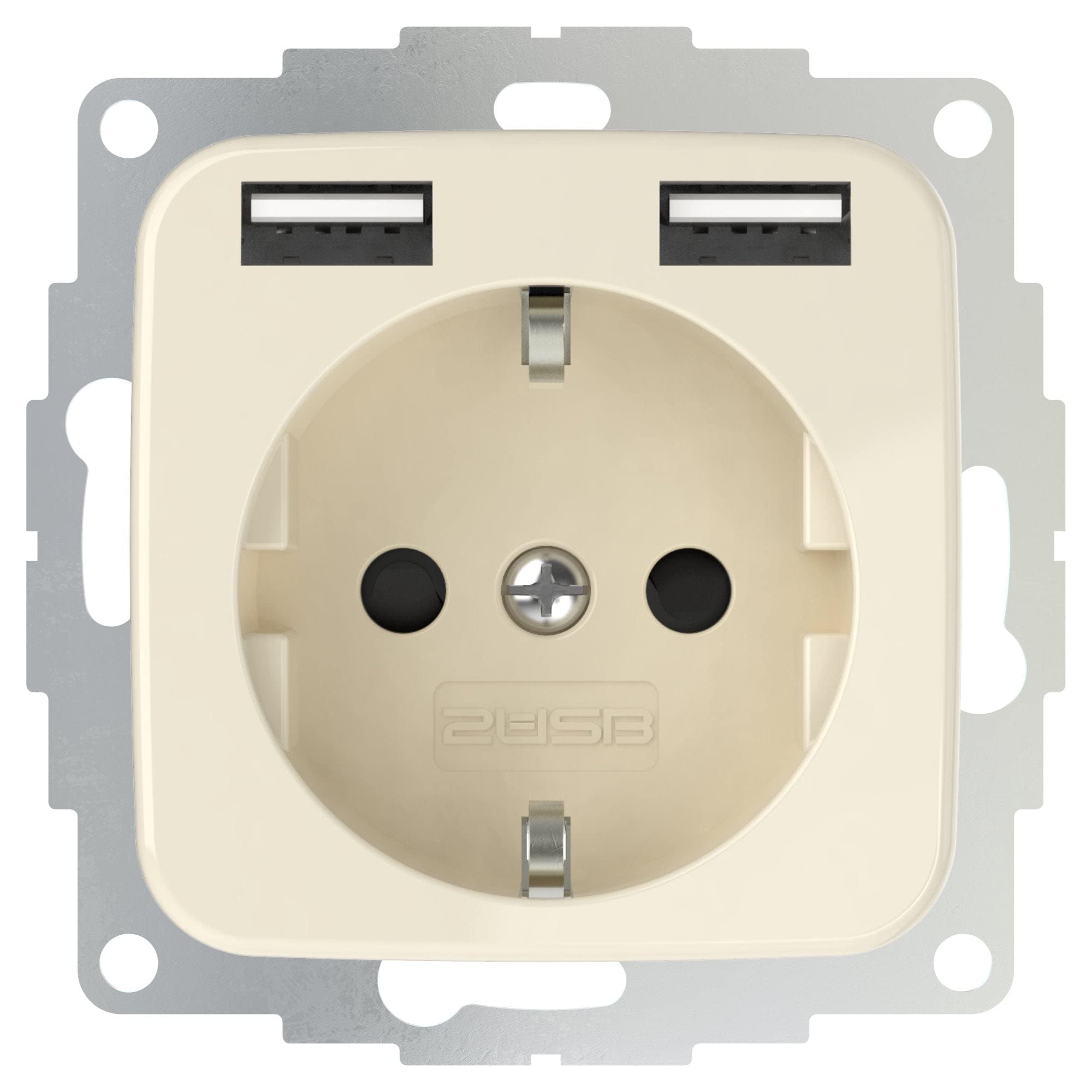 inCharge Pro SI Schutzkontakt Steckdose mit integriertem USB Ladegerät 2,4A, kompatibel mit Reflex SI Serie Busch Jäger (Cremeweiß glänzend)