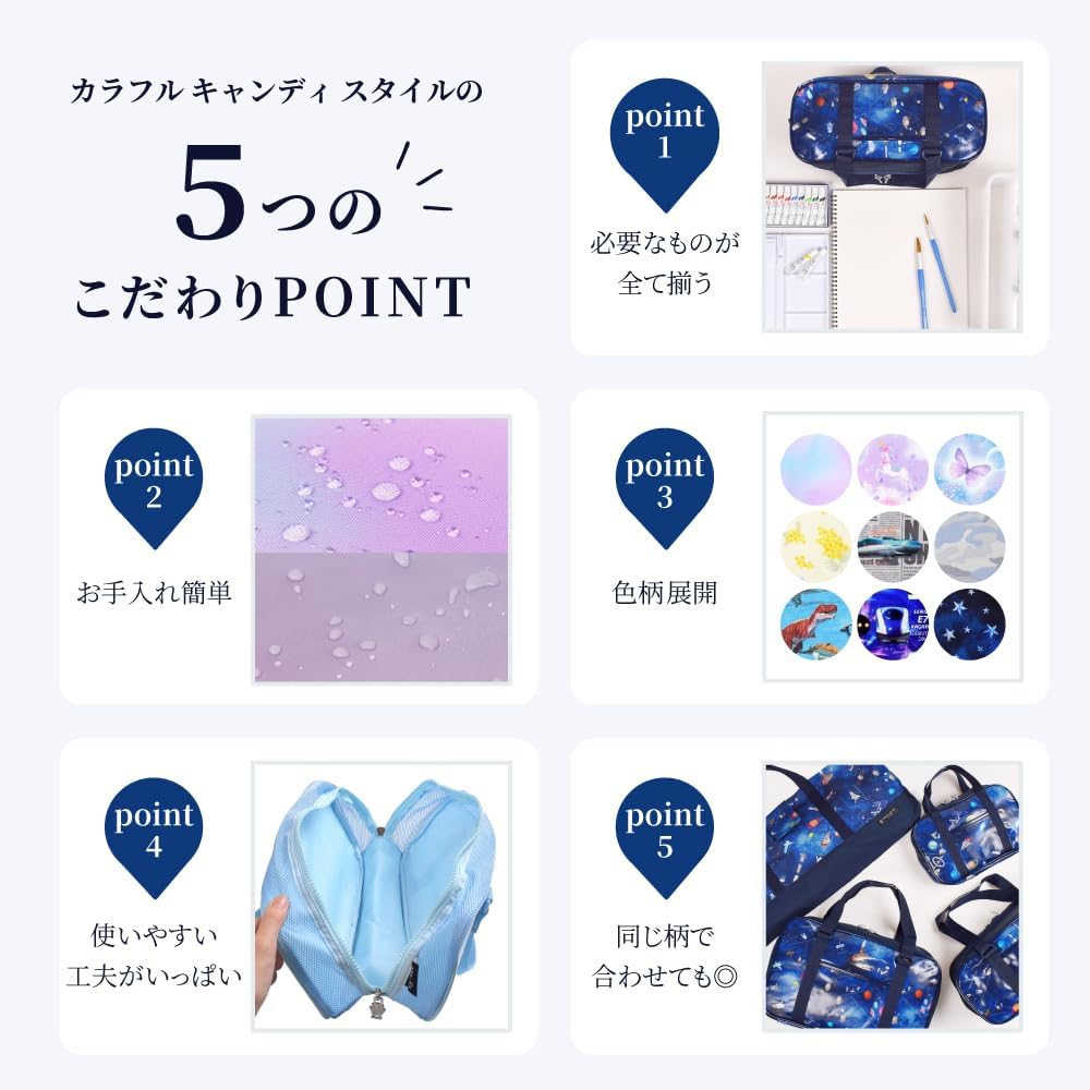 COLORFUL CANDY STYLE 画材・絵の具セット (ぺんてる 水彩 12ml) 撥水・軽量タイプ (背面メッシュタイプ)