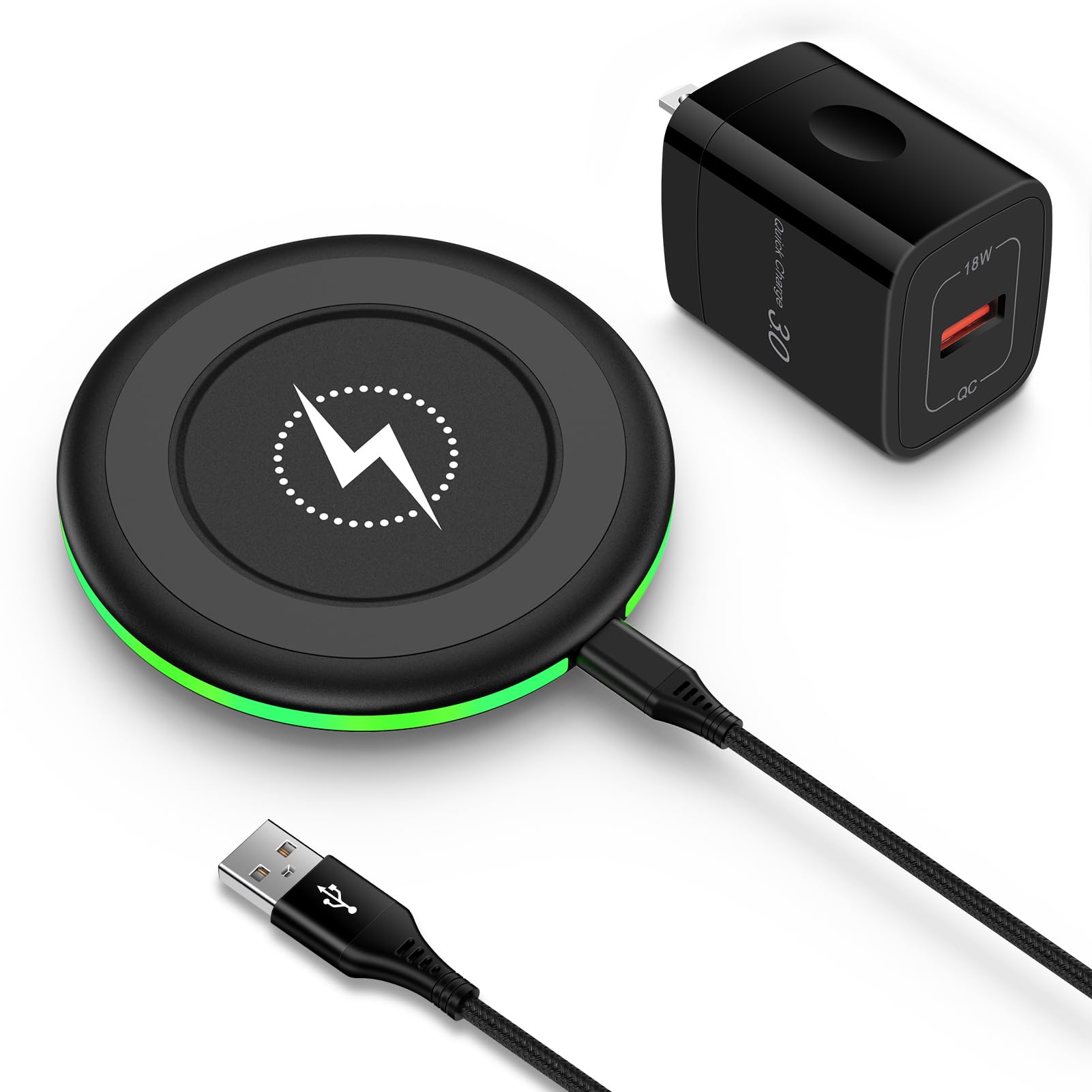 Pixel Wireless Charger for Google Pixel 10/10Pro/10Pro XL/9a/9Pro XL/9Pro Fold/9Pro/9/8/8a/8Pro/7/7Pro/6/6 Pro/5,Wireless Phone Charger Android for Samsung Galaxy S25Ultra/S24Plus with 18W QC Adapter