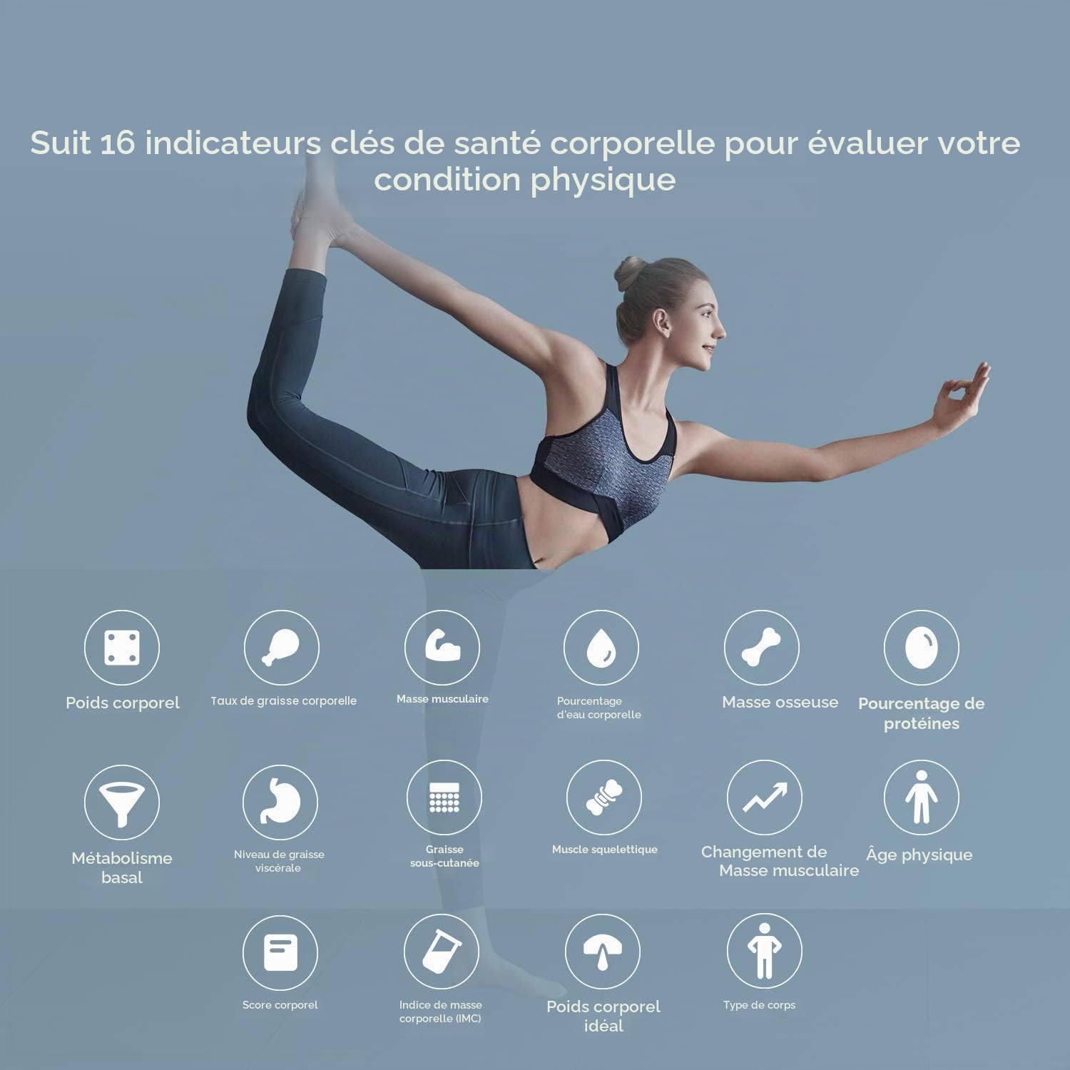Amazfit Pèse Personne Impédancemètre, Balance Connectée Wifi+Bluetooth, Pèse-Personne Numérique avec 16 Données Corporelles, Multi-Utilisateurs pour Iphone/Android