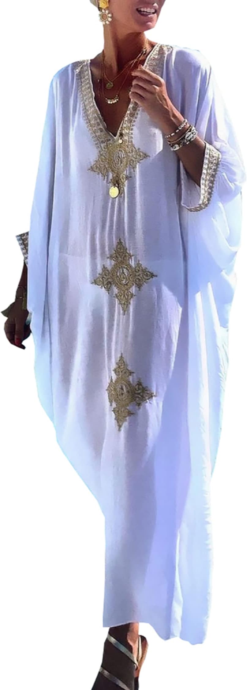 Wemon's Summer Long Kaftan Maxi Dress Bohemian Swimsuit Beach Cover Up Robes