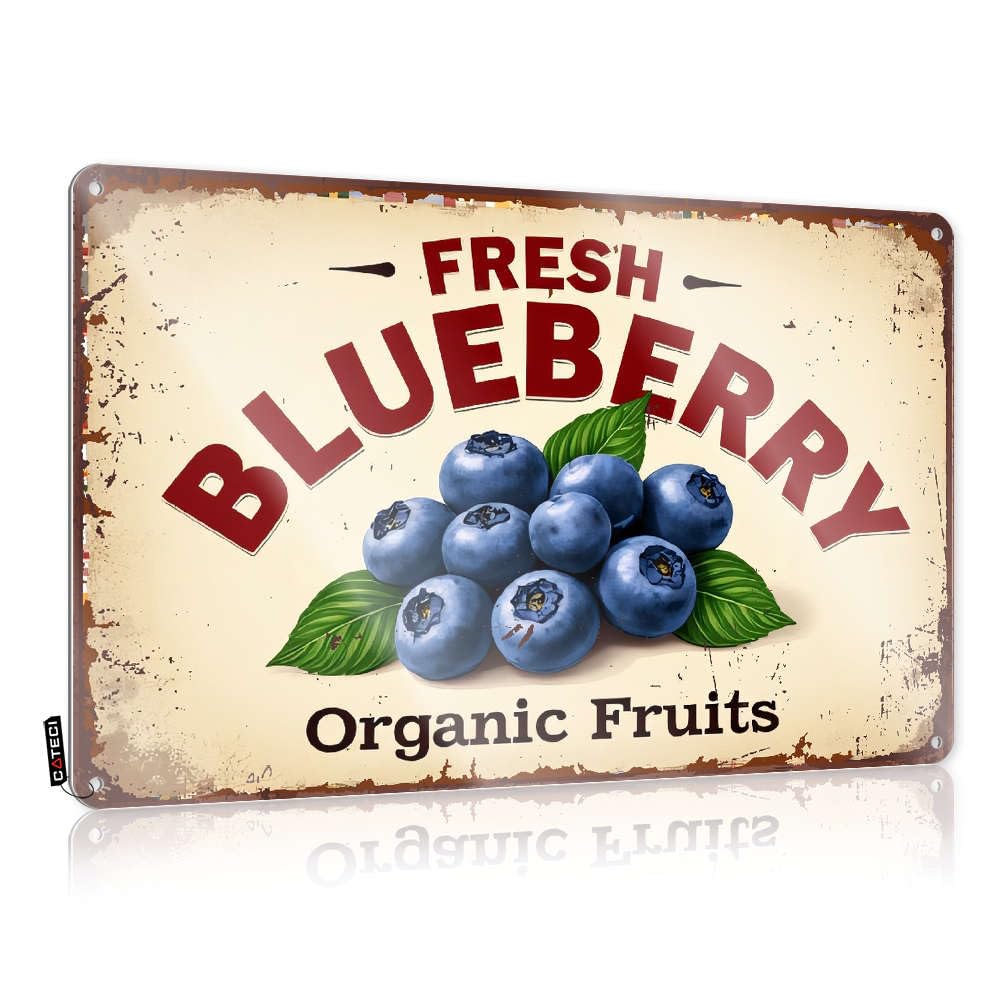 Sujd Men's Colour Wall, Metal Wall Decoration Funny Gift For Wife Wall Decor, Old Rustic Metal Tin Sign For Man Cave | Cave Holiday Gift Custom Fresh Blueberry Organic Fruits(30X40cm)