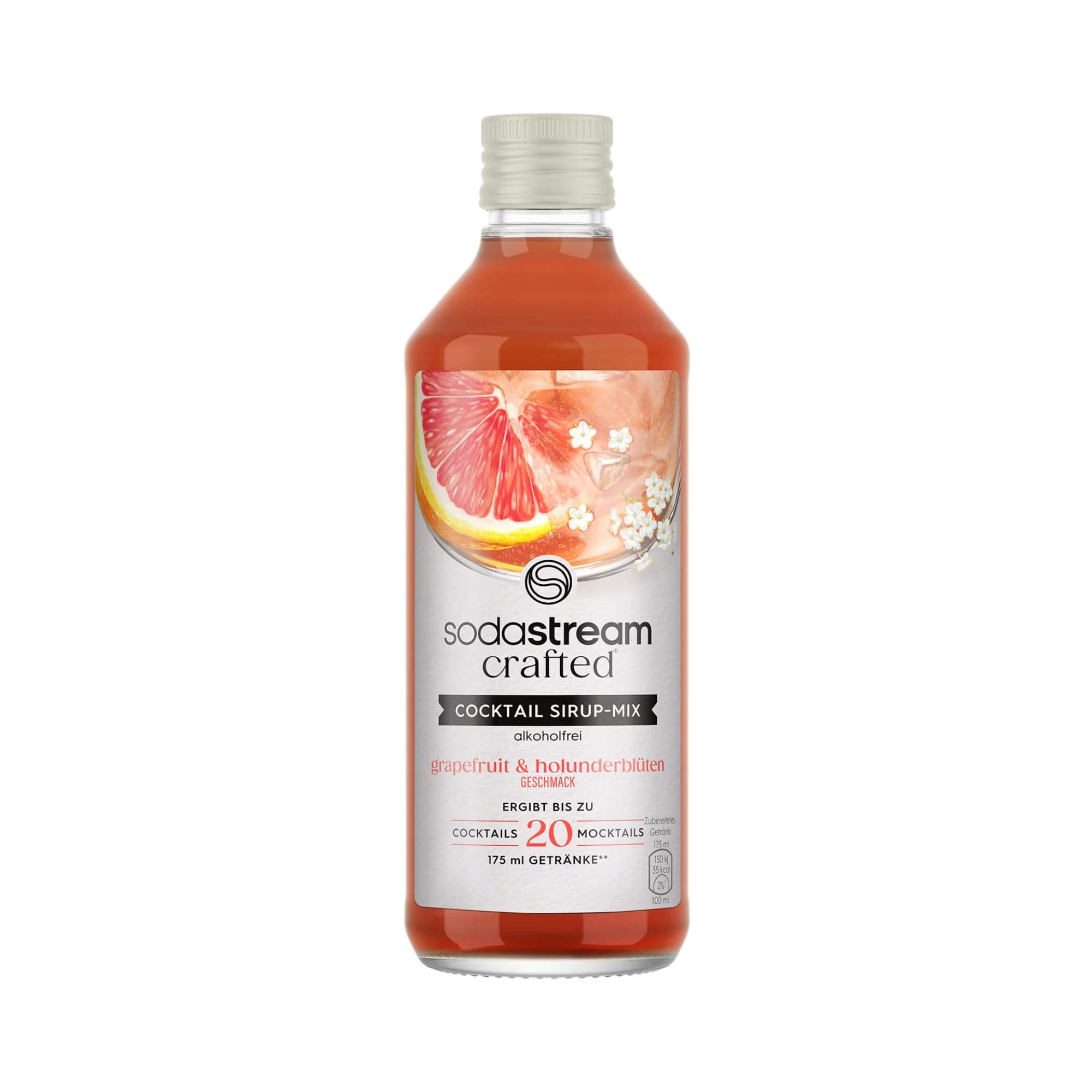 SodaStream Crafted Mixers Cocktail Sirup Grapefruit & Holunderblüte | Alkoholfrei | Zitrusfrisch & blumig | Für Cocktails & Mocktails | Ergibt ca. 20 Getränke | 330 ml