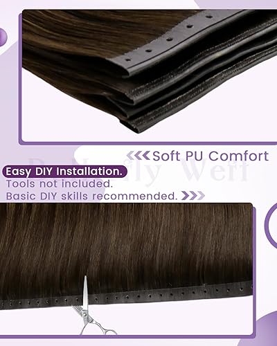 Miniatura 74 de LaaVoo Extensiones de cabello humano real para coser, extensiones de cabello humano de doble trama, color negro azabache, 18 pulgadas, 3.53 onzas