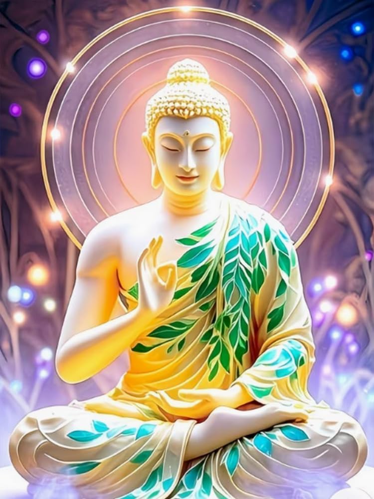 GLTEYACO Pre-Printed Cross Stitch Kits Buddha Statue 11CT Stamped Embroidery Kit for Adults Beginners DIY Embroidery Pattern Art Craft Decor 40x50 cm