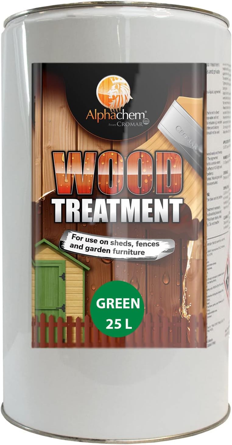 BC Profiles Cromar Alpha Chem Wood Treatment | Solvent Based, Ideal for Use on Fascias, Garden Funiture, Fences and Shed - 25 litres - Green