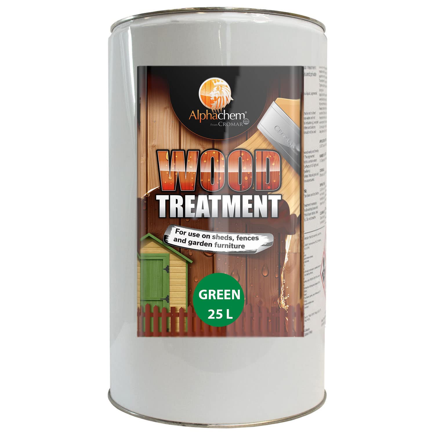BC Profiles Cromar Alpha Chem Wood Treatment | Solvent Based, Ideal for Use on Fascias, Garden Funiture, Fences and Shed - 25 litres - Green