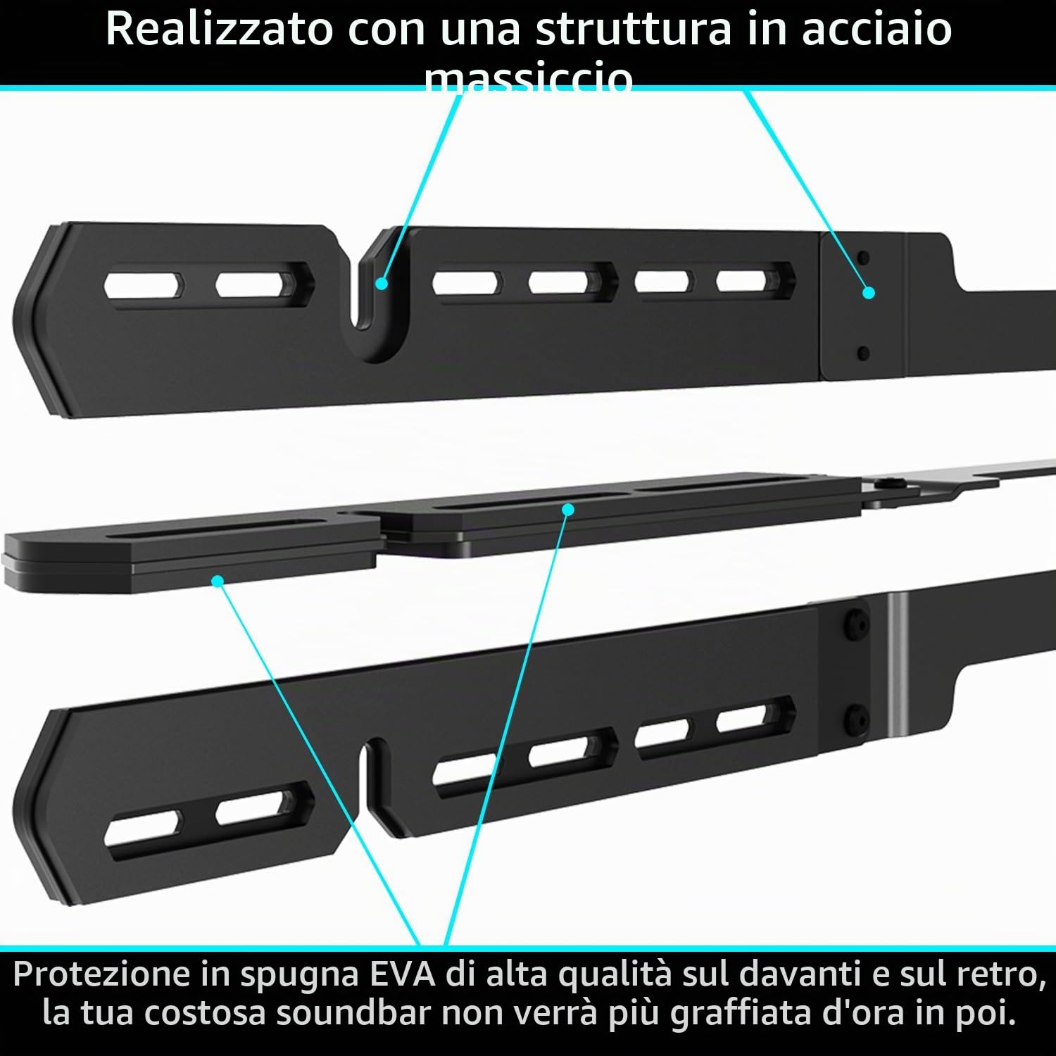 Supporto da parete per Soundbar Sonos Arc e Sonos Arc Ultra Sound Bar (nero) Montaggio a parete sotto la TV, staffa di montaggio a sospensione