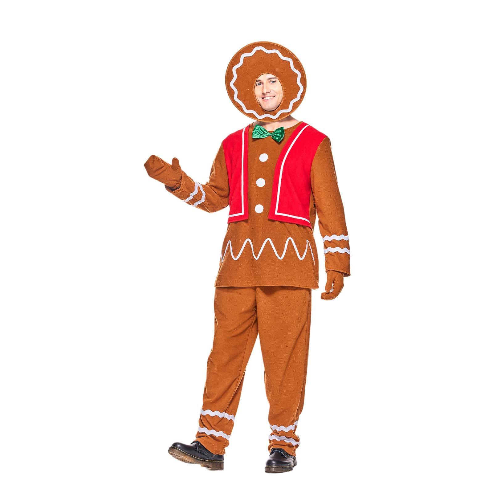 EraSpooky Erwachsene Lebkuchenmann Kostüm Deluxe Weihnachtskeks Outfits für Männer