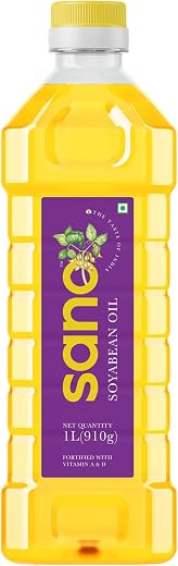 Sano Soyabean Oil 1 Ltr Pet Bottle - Pure, Natural, Nutrient-Rich Cooking Oil | Ideal for Healthy Delights in Cooking, Fry...
