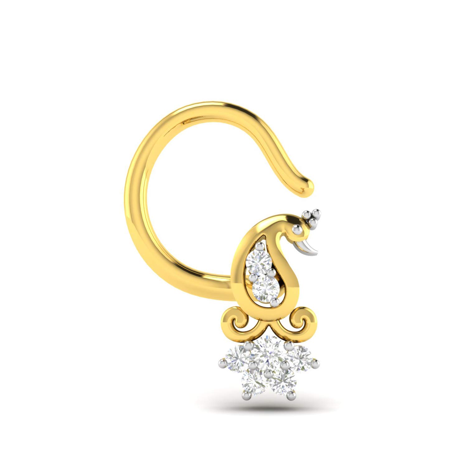 18KT Yellow Gold and Diamond Nose Ring for Women