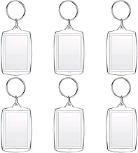 Pack of 6 Key Chains Photo, Picture Keyring, Personalised Key Ring with Pendant, Transparent Picture Frame Keyring, Acrylic Photo Keyring, Gift for Men and Women, transparent