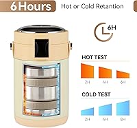 Vista 2 de Termo de comida caliente de acero inoxidable para adultos de 78 onzas con aislamiento al vacío, boca ancha, termo de comida caliente con mantiene
