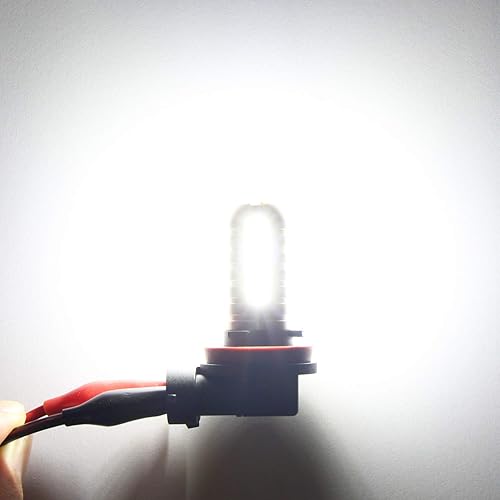 Vista 5 de PHINLION Bombillas LED antiniebla H11, súper brillantes 3030 27-SMD H8 H16 Bombilla LED de repuesto para luces DRL o antiniebla, 6000K blanco xenón