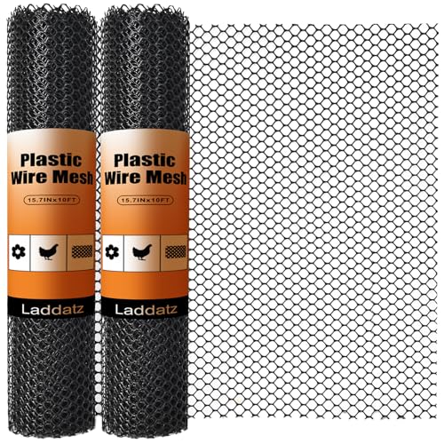 Recinzione a rete metallica in plastica, confezione da 2, 40 cm x 3 m, recinzione nera per cani, conigli e pollame, rete da giardino, barriera per animali, rete da balcone per animali domestici