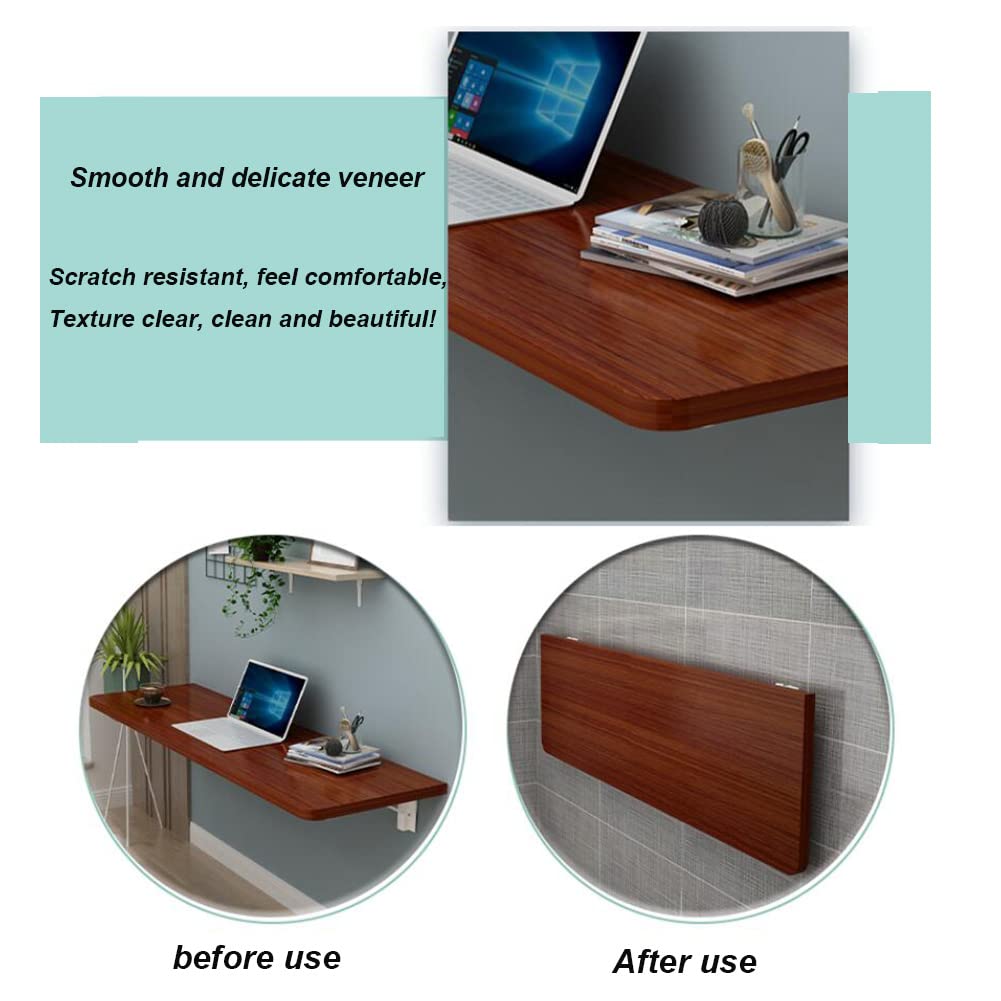 Generisch Wandtisch, Klapptisch zur Wandmontage mit Klapptisch, Kleiner Wandklapptisch für Büroküche, (30x90cm, 40x80cm, 50x100cm) Walnuss