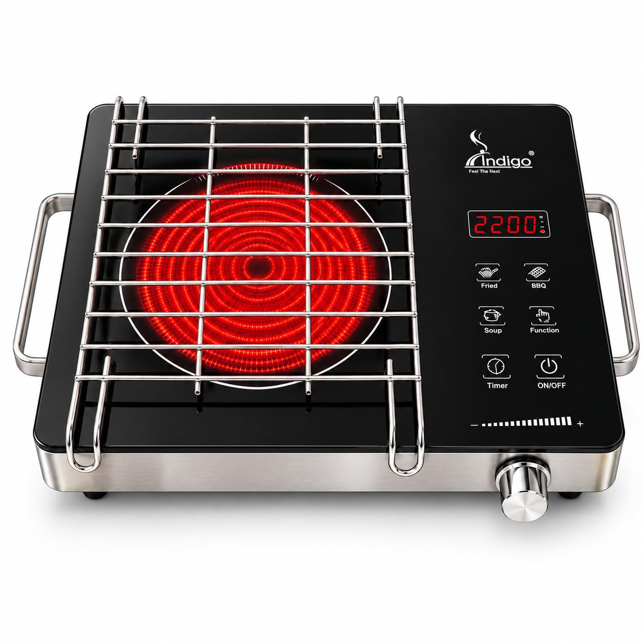 INDIGO 2200W Infrared Induction Cooktop | All Utensils Compatible Electric Hot Plate | LED Digital Display | Smart Touch Controls | 6 Power Levels | BBQ Grill | Timer | 1 Year Warranty-picture-13