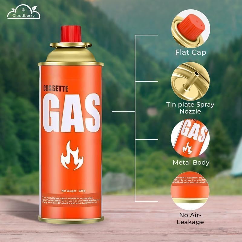 Image of 225G Refillable Butane Gas Canister - High-Performance Fuel for Lighters, Small Stoves, Flame Torches, Welding, Soldering, Food Baking, and Burners, Gas Torch Compatible, Camping Use | Portable Gas Range, Gas Torch Compatible, Camping Use