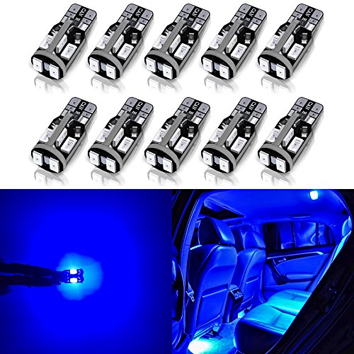 Antline 194 168 2825 T10 W5W Error Free Led Bulb Blue, Super Bright 300 Lumens 10-Smd 5730 Chipset Led Bulbs For Interior Dome Map Door Courtesy License Plate Lights, Pack Of 10 #TOP6