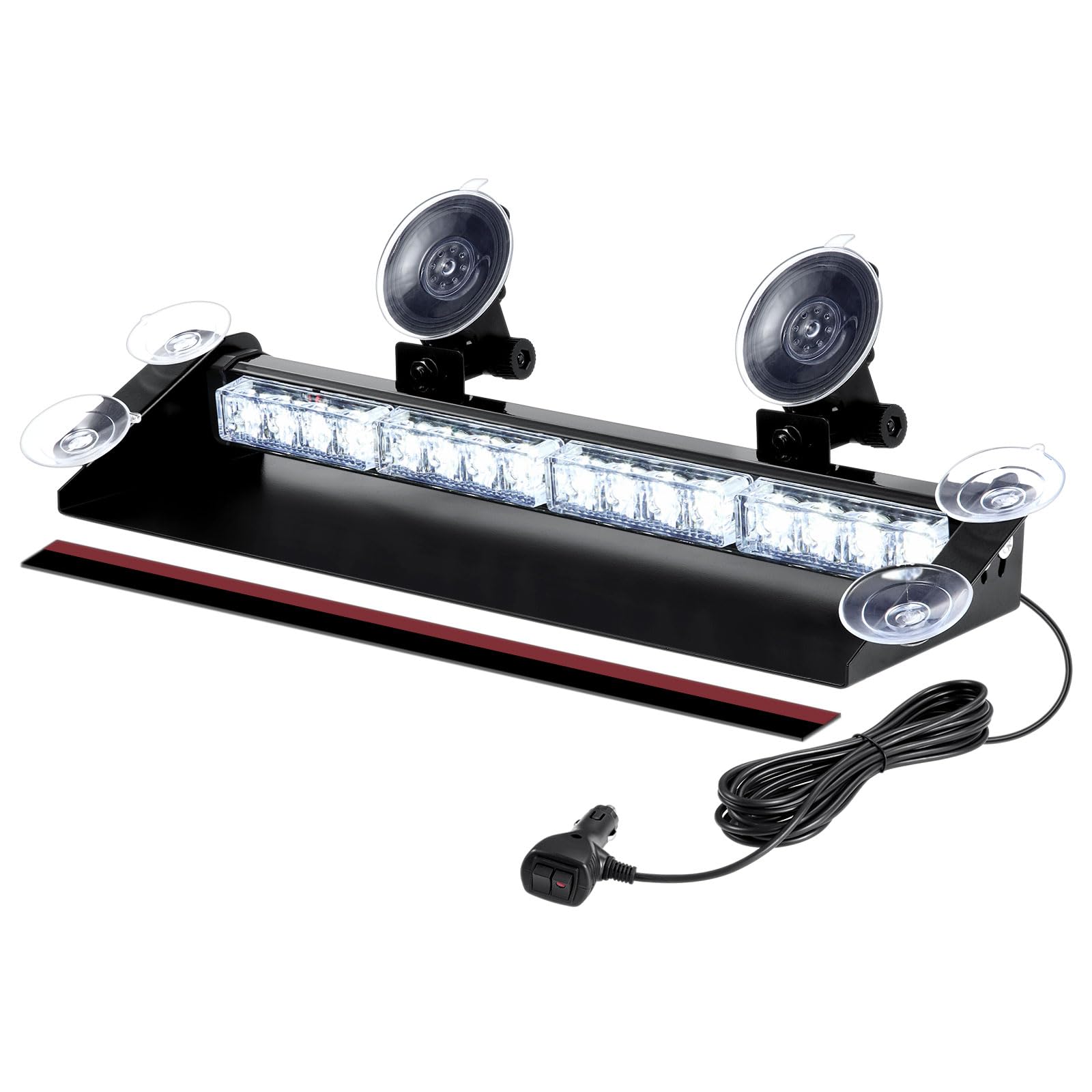 Aluminum Housing 29 Flash Patterns White LED Strobe Dash Light Bar for Emergency Vehicles Trucks POV, Car Front Windshield Rear Window Safety Flashing