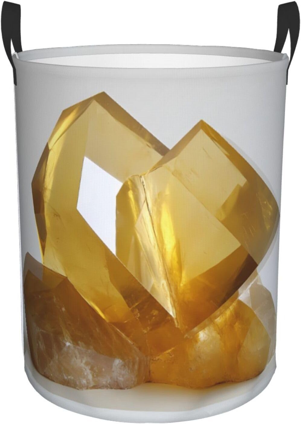 Crystal Sculpture Round Single-layer Laundry Basket, Portable Storage Laundry Basket, Bedroom Clothes Storage Basket with Handle