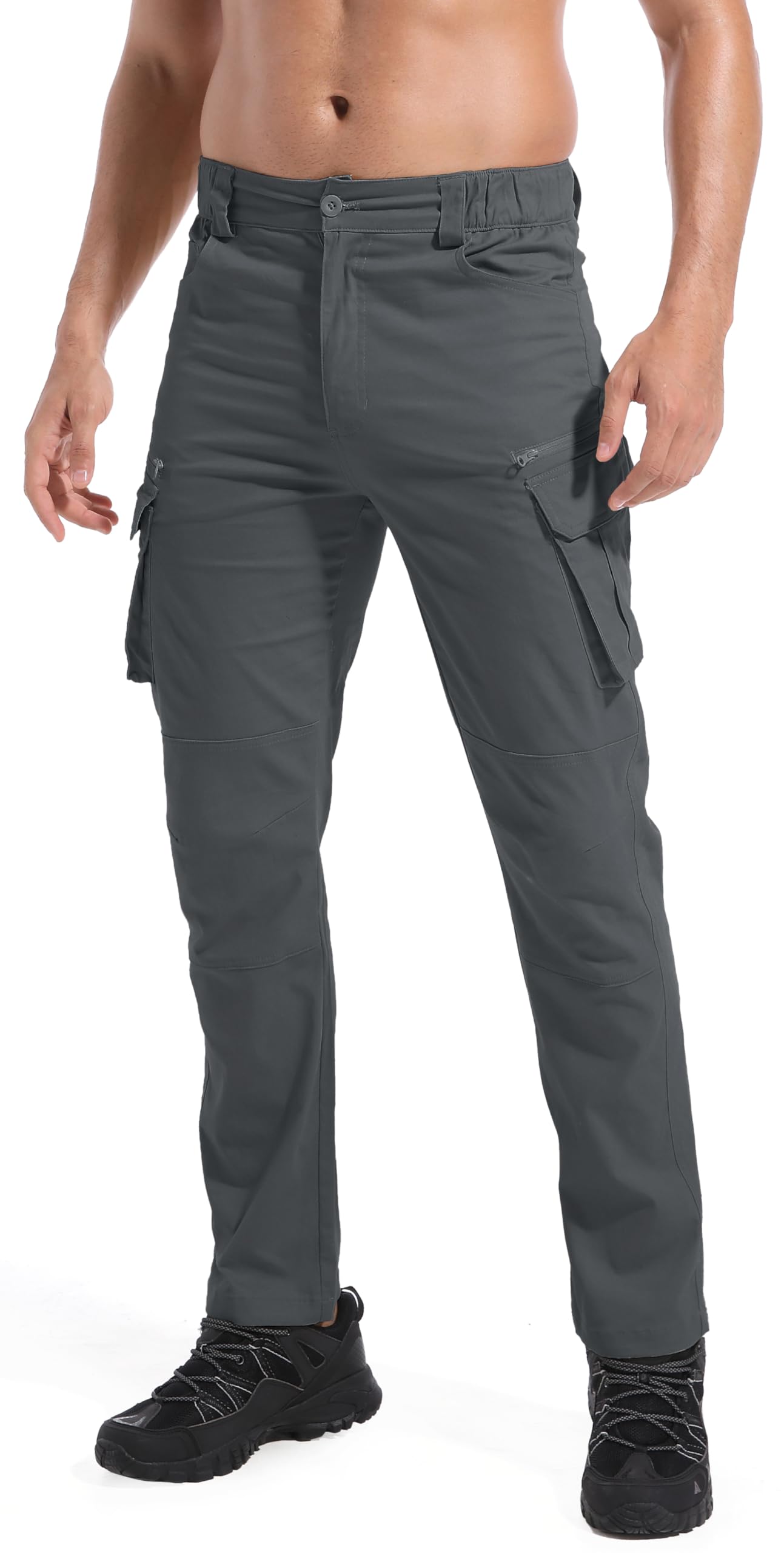 Mens Cargo Hiking Pants Lightweight Stretch Outdoor Cotton Casual Work Travel Camping Pants 9 Pockets