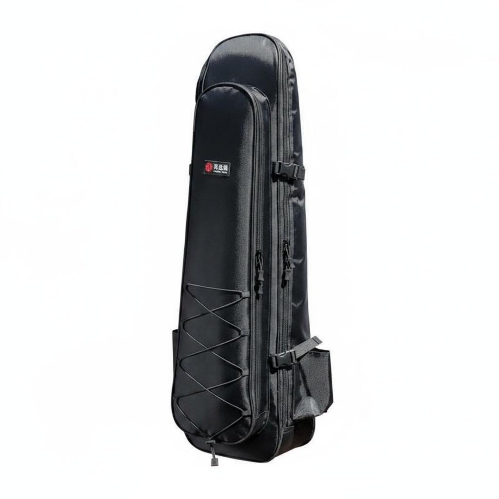Zaino da Pesca Borsa Porta Canna Attrezzatura Esche Scatole Filo PVC E Oxford Struttura Robusta Tasche Organizzate Adatto per Uscite in Riva Viaggi Campeggio Escursioni Regali, Black, 1-2m
