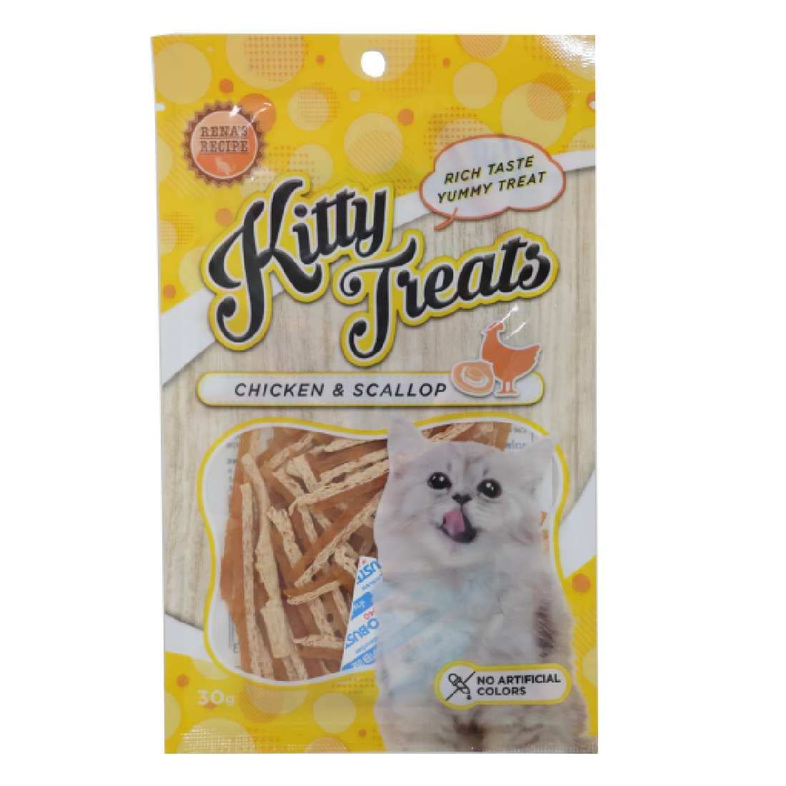 Rena Kitty Treats for Cat β Protein & Fiber Rich Healthy Cat Snacks, No Artificial Colors, Premium Reward & Training Treat, Supports Skin & Coat Health, Suitable for All Cats & Kittens, Pack of 3