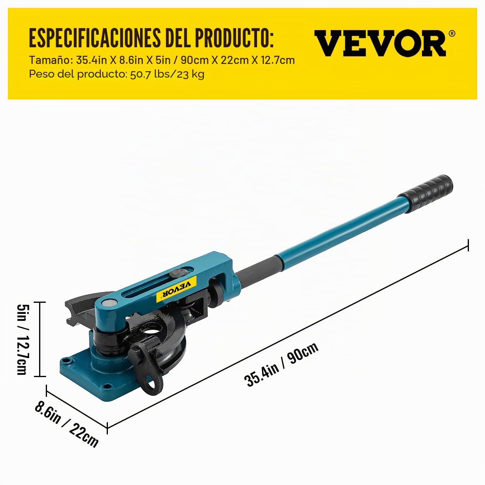 VEVOR Dobladora de Tubos Universal, Dobladora de Tubos, Dobladora de Tubos Acero, Dobladora Manual de Acero al Carbono, Dobladora de Tubos Manual, con 7 Dados, Diámetro de Tubería de 10 mm-25 mm