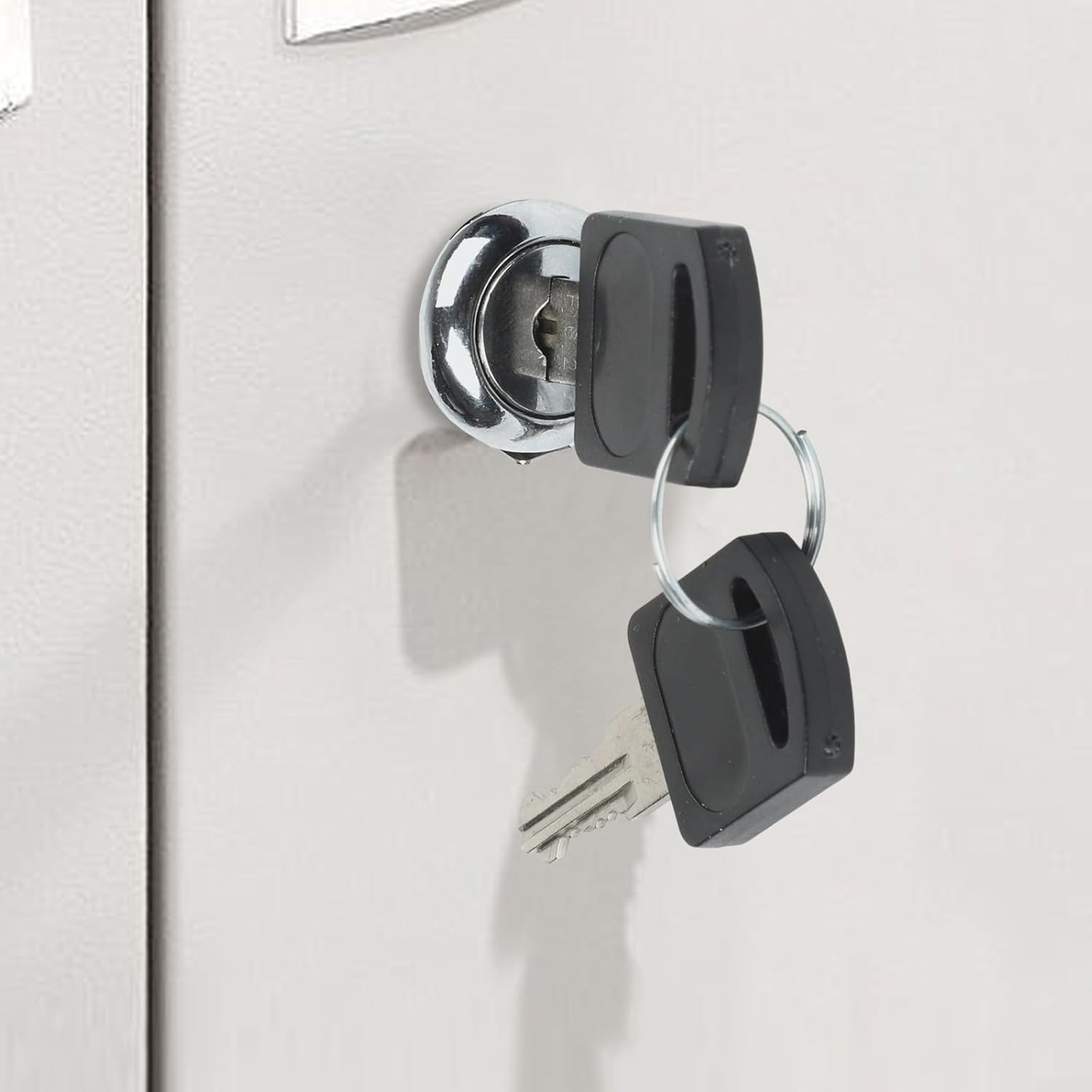 Zinc Alloy File Cabinet Lock Replacement With Door Lock Rod Triple Latch Filing Cabinet Hardware Central Locking System For Drawers Round Disc Key Assembly(Long)