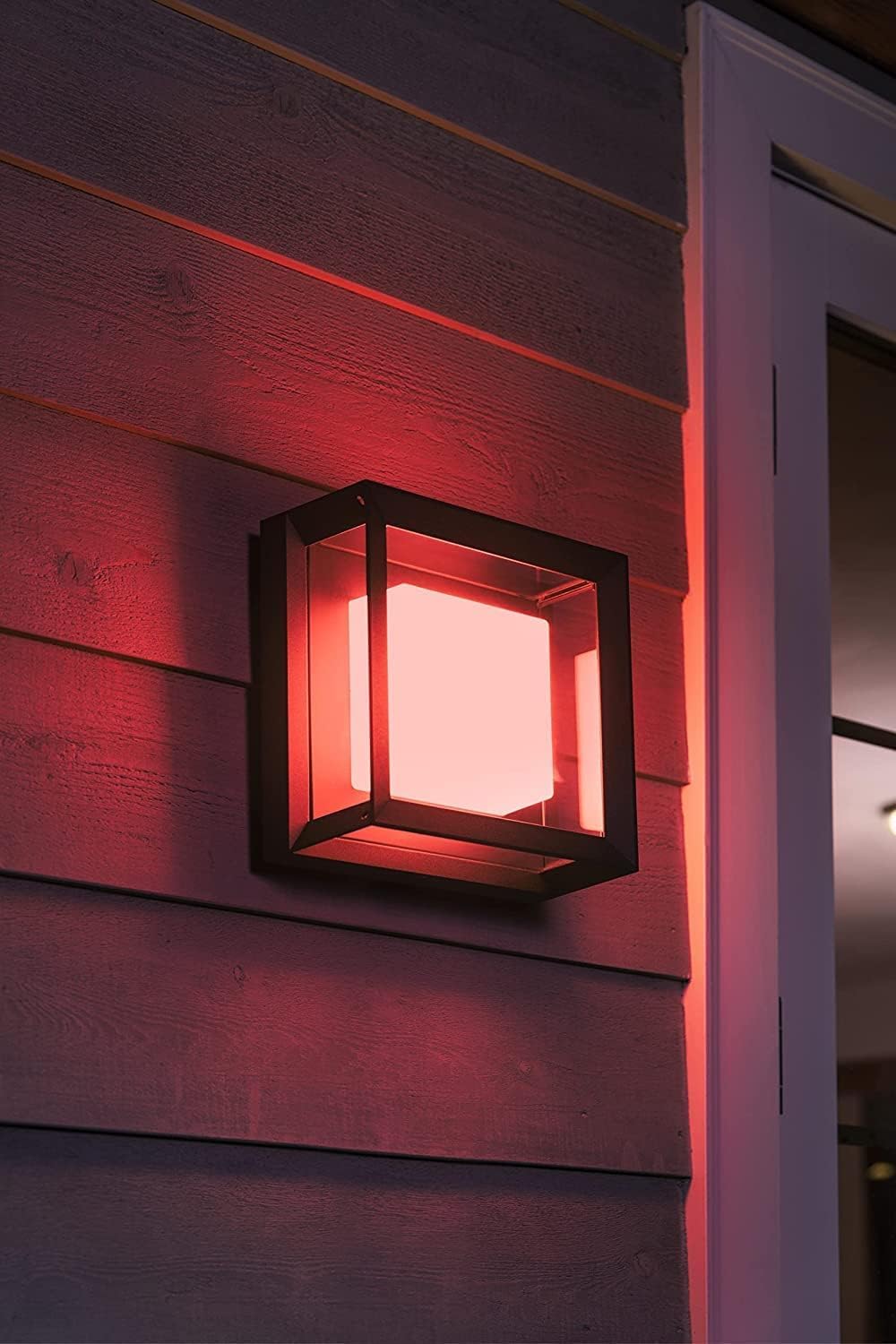Philips Hue White & Color Ambiance Econic Outdoor Wandleuchte (1.140 lm), dimmbare Wandlampe für das Hue Lichtsystem mit 16 Mio. Farben, smarte Lichtsteuerung über Sprache oder App, schwarz