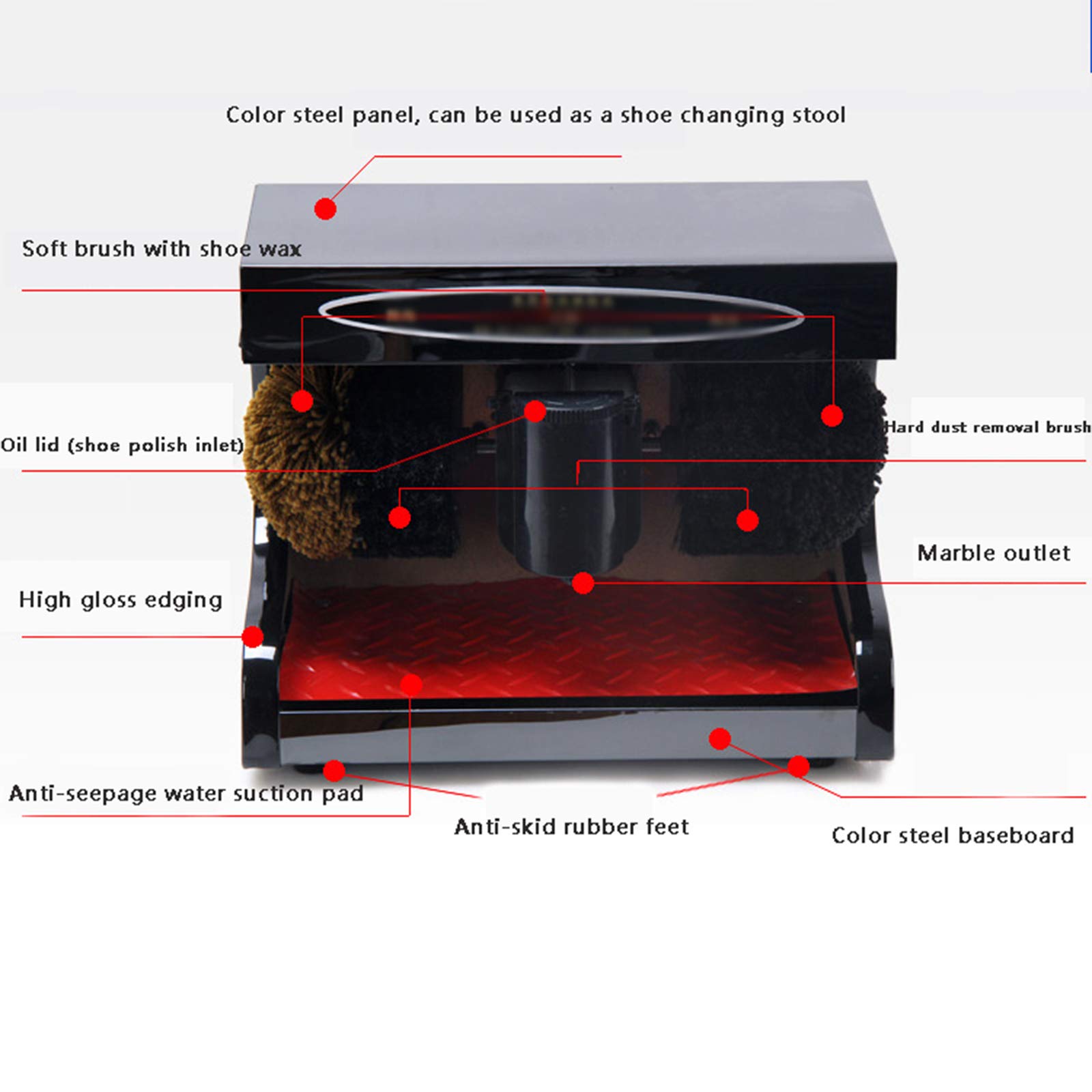 Cepillo eléctrico para Zapatos, Inducción automática Limpieza Completa de Zapatos Hogar Adecuado for Lugares públicos, Locales(Black)