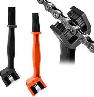 Ziciner 2 PCS Motorcycle Bicycle Chain Brush, Chain & Wheel Cleaning Tool, Crankset Chain & Gears Cleaner, Bicycle Chain Washer for Mountain Bike Motorcycle Chain (Black+Orange)