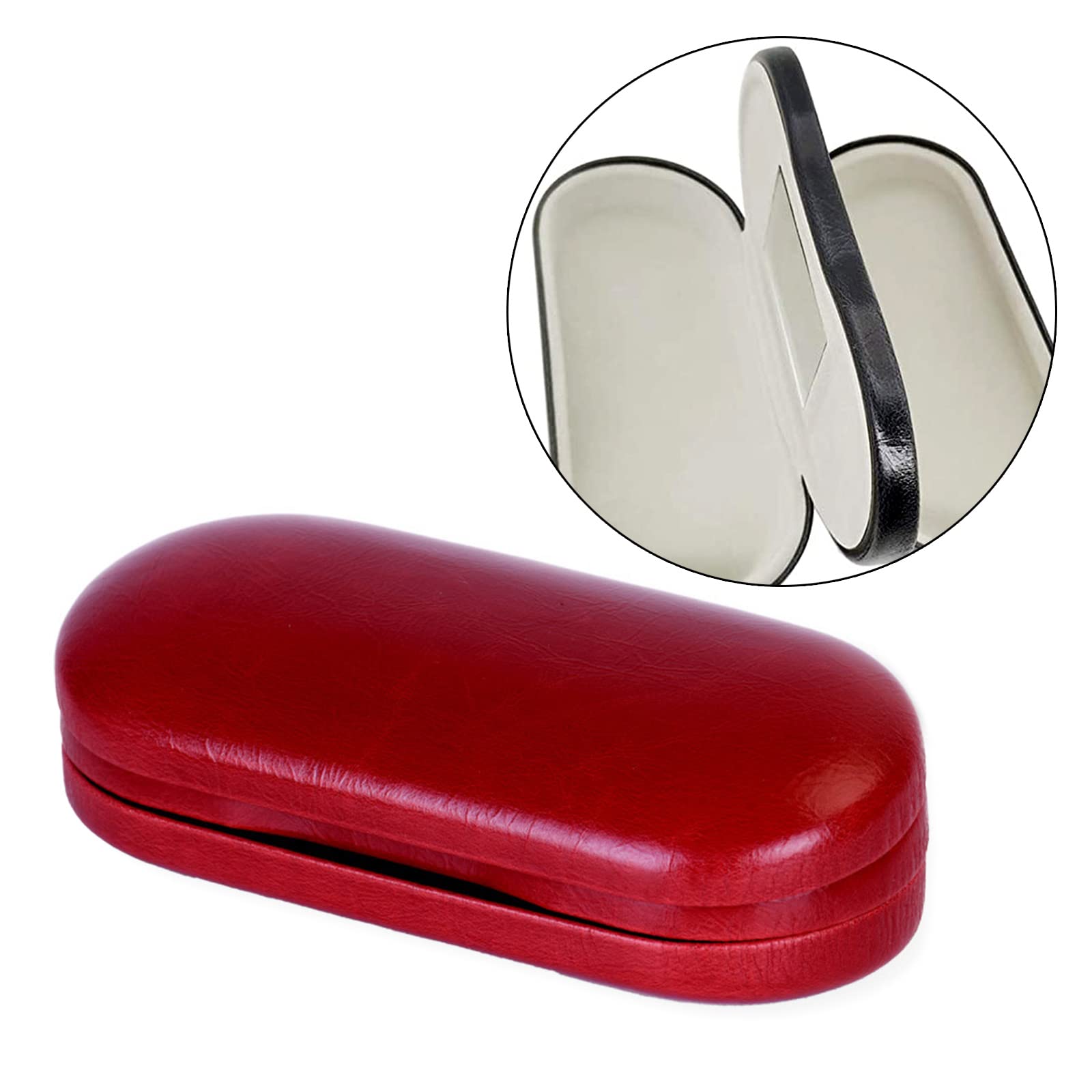 Custodia rigida per occhiali a doppio strato, per 2 paia di occhiali, portatile, può contenere 2 paia di occhiali, 2 in 1 a doppio strato, nero