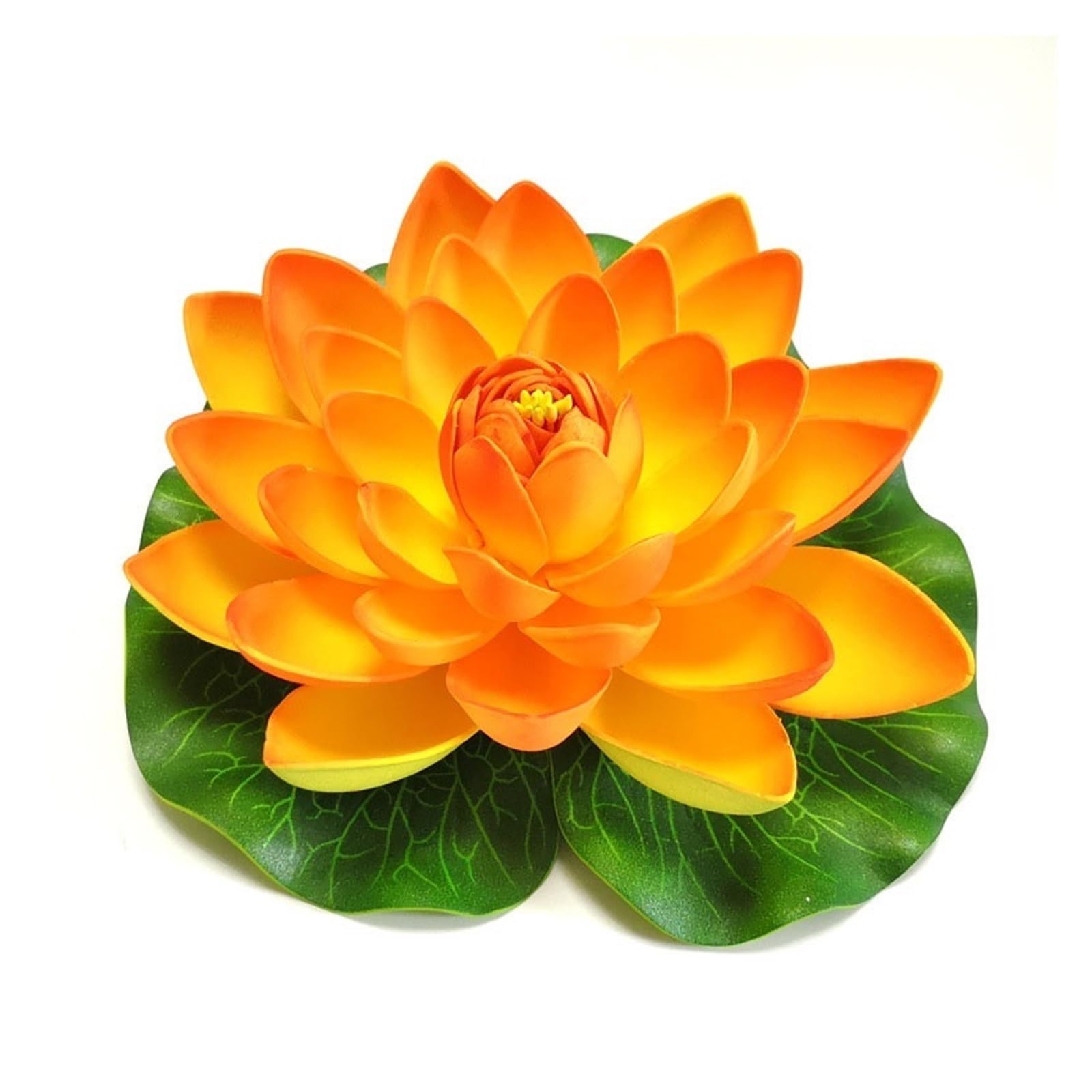 FJQFHH Artificial Lotus Flower, Artificial Lotus Floating Lifelike Water Lily Pond Garden Decor(17cm Orange)