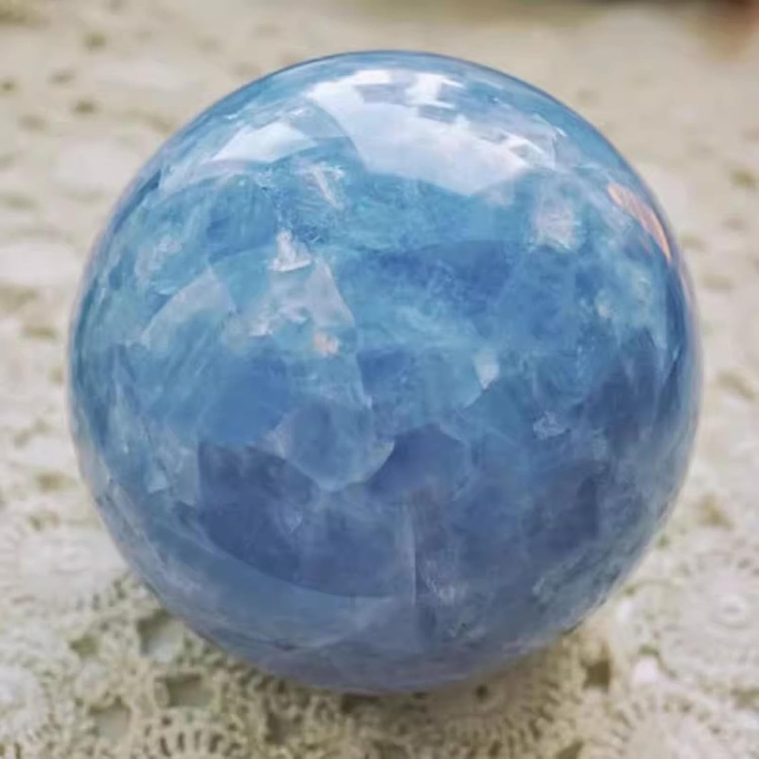 Blue Celestite Crystal Ball Rock Quartz Crystal Sphere Sculpture Ornament Feng Shui Decorative Balls Home Decor,1.96"(5cm)