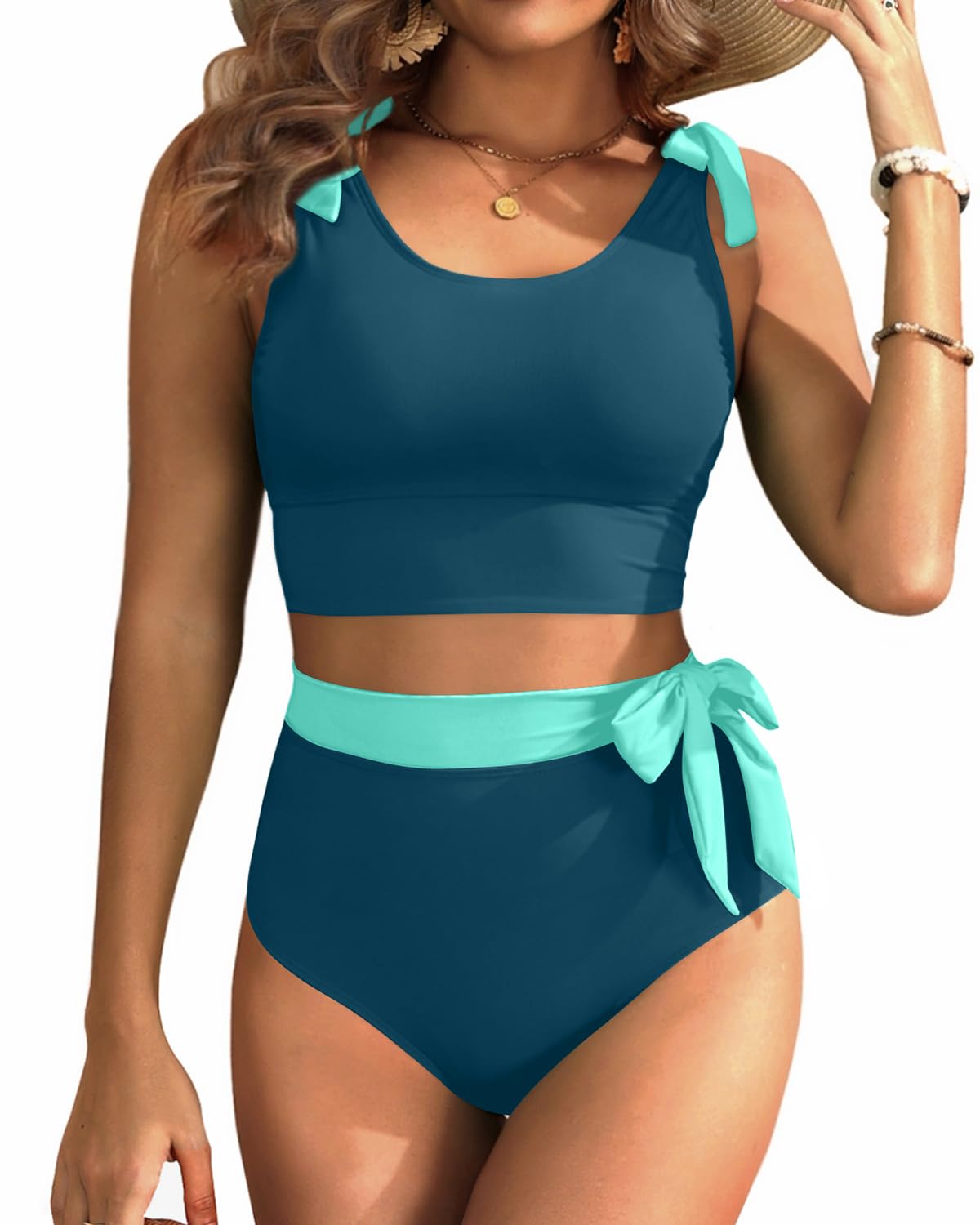Photo 1 of Yonique Two Piece High Waisted Bikini Set - Women L