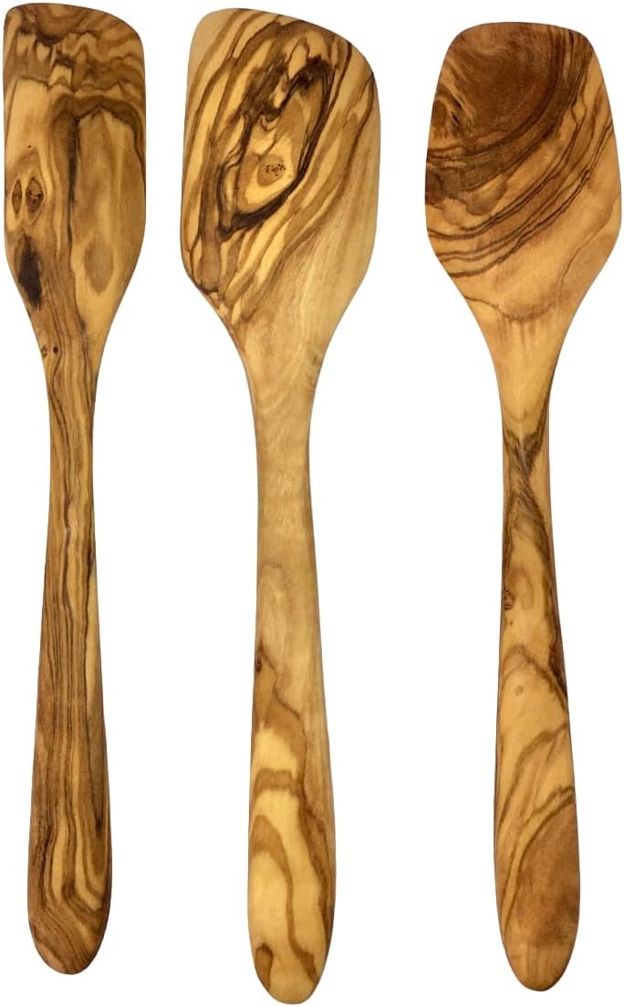 MARGOUMY Mini Spatula Set Olive Wood 8 Inches Small Wooden