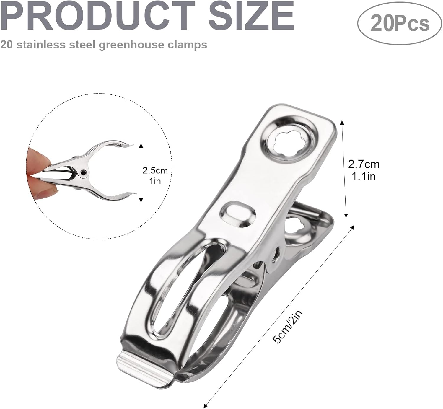 Gukasxi 20 pcs Greenhouse Clamps Stainless Steel Beach Towel Clip