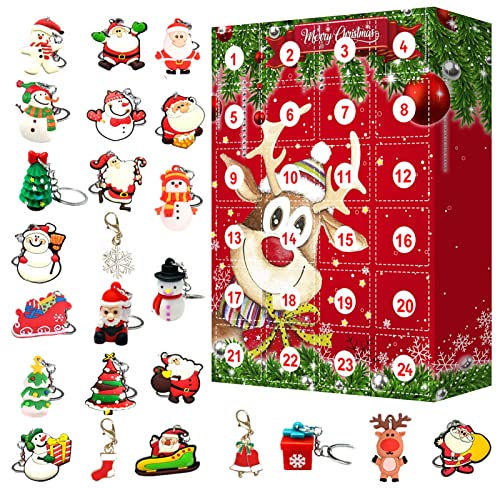 Calendário do Advento Infantil,Calendário do Advento de Natal Crianças | Chaveiros de pingentes de c