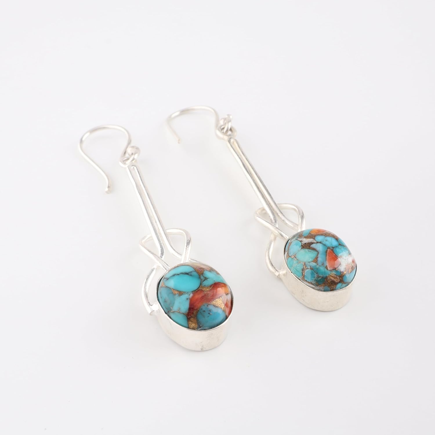 Dainty Gemstone 925 Sterling Silver Statement Handcrafted Bezel Set Earrings, 10X12mm Oval Cut Drop & Dangle Earrings For Mother, Healing Gemstone Earrings, Long Light Weight Jewelry For Gift